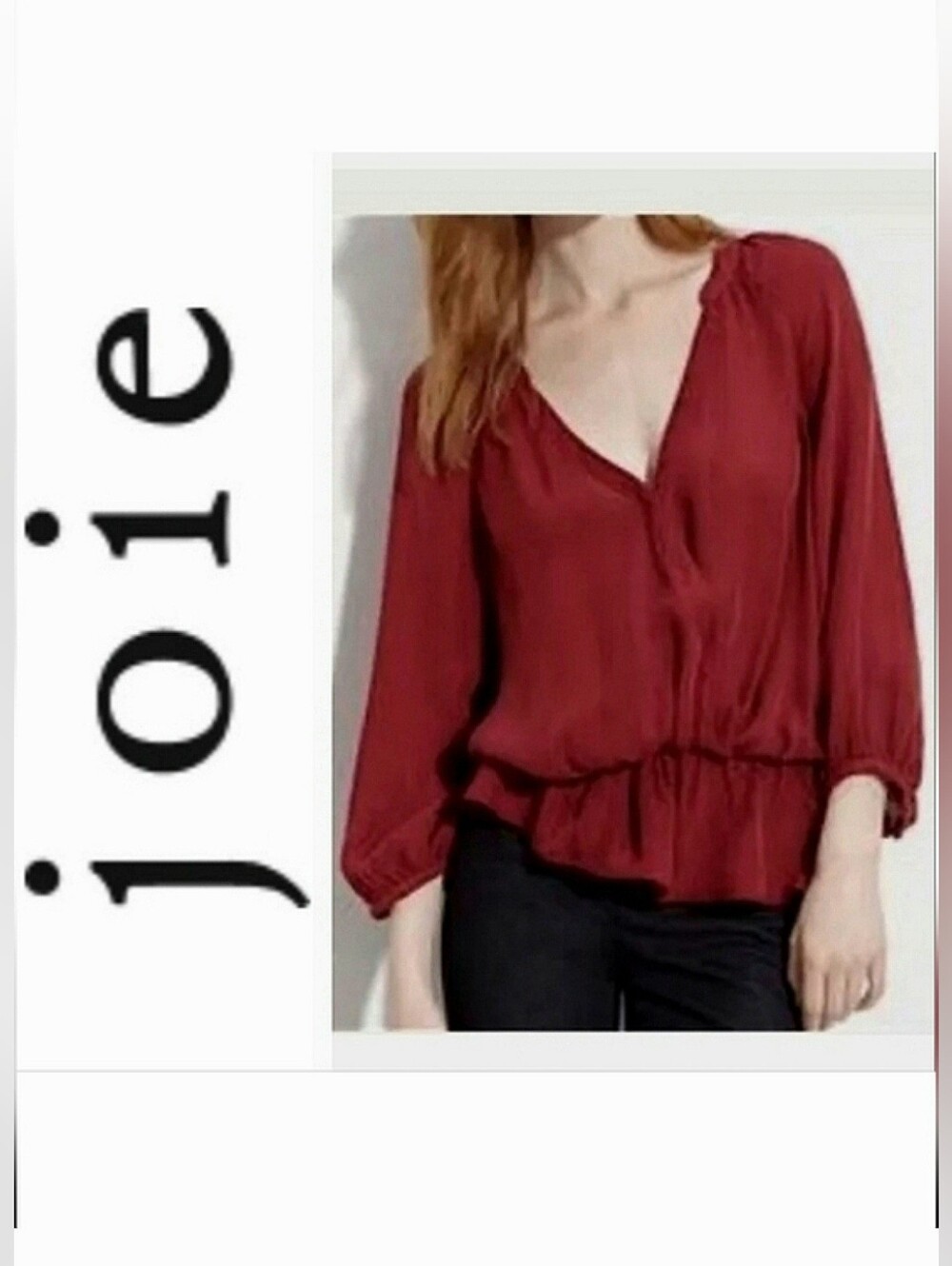 Joie Lourve Wrap Top Red 100% Silk Surplice Blouse Size S
